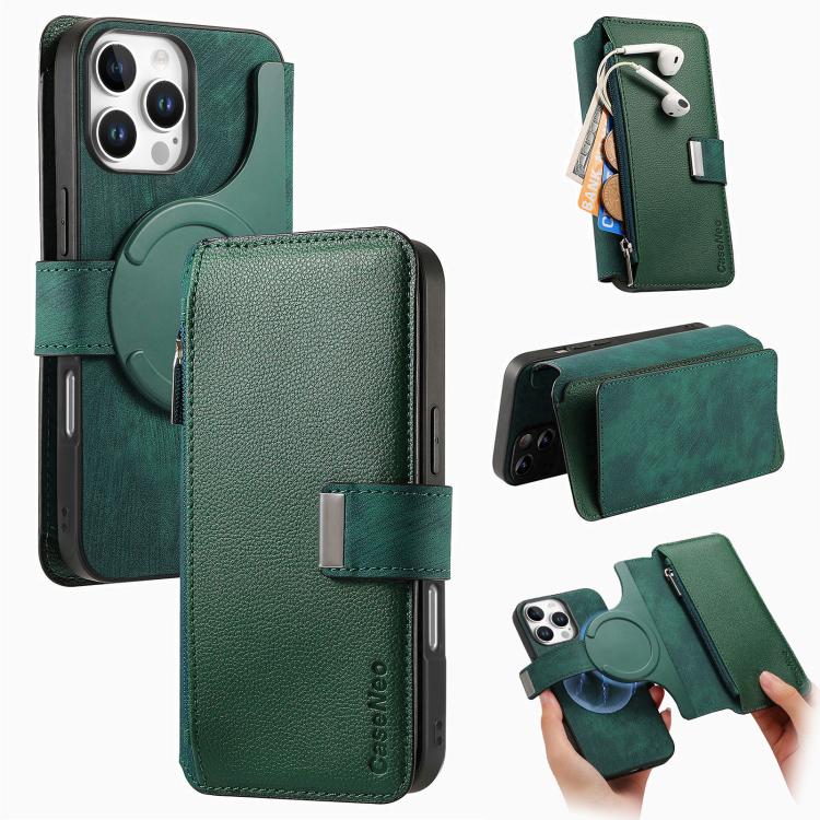 CaseNeo MagSafe RFID Anti-theft Zipper Wallet Retro Leather Phone Case, For iPhone 17e / 16e, For iPhone 17 Pro Max, For iPhone 17 Pro, For iPhone 17, For iPhone Air, For iPhone 16 Pro Max, For iPhone 16 Pro, For iPhone 16 Plus