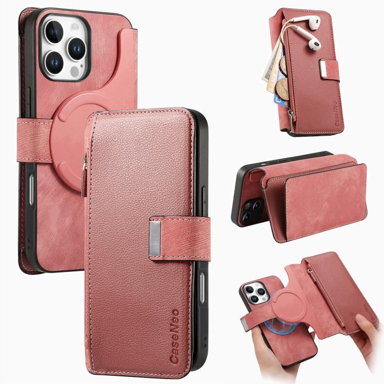 CaseNeo MagSafe RFID Anti-theft Zipper Wallet Retro Leather Phone Case, For iPhone 17e / 16e, For iPhone 17 Pro Max, For iPhone 17 Pro, For iPhone 17, For iPhone Air, For iPhone 16 Pro Max, For iPhone 16 Pro, For iPhone 16 Plus
