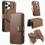 CaseNeo MagSafe RFID Anti-theft Zipper Wallet Retro Leather Phone Case, For iPhone 17e / 16e, For iPhone 17 Pro Max, For iPhone 17 Pro, For iPhone 17, For iPhone Air, For iPhone 16 Pro Max, For iPhone 16 Pro, For iPhone 16 Plus