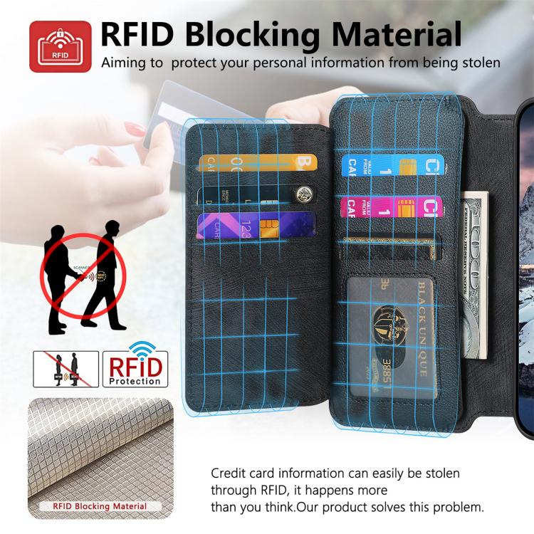 CaseNeo MagSafe RFID Anti-theft Zipper Wallet Retro Leather Phone Case, For iPhone 16, For iPhone 15 Pro Max, For iPhone 15 Pro, For iPhone 15 Plus, For iPhone 15, For iPhone 14