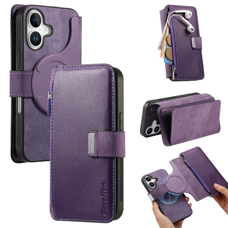 CaseNeo MagSafe RFID Anti-theft Zipper Wallet Retro Leather Phone Case, For iPhone 16, For iPhone 15 Pro Max, For iPhone 15 Pro, For iPhone 15 Plus, For iPhone 15, For iPhone 14
