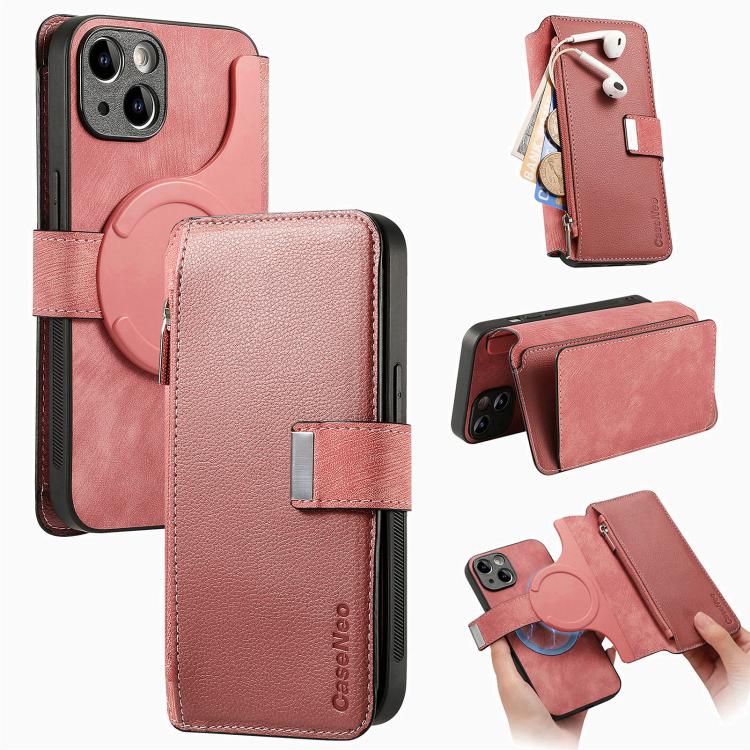 CaseNeo MagSafe RFID Anti-theft Zipper Wallet Retro Leather Phone Case, For iPhone 16, For iPhone 15 Pro Max, For iPhone 15 Pro, For iPhone 15 Plus, For iPhone 15, For iPhone 14