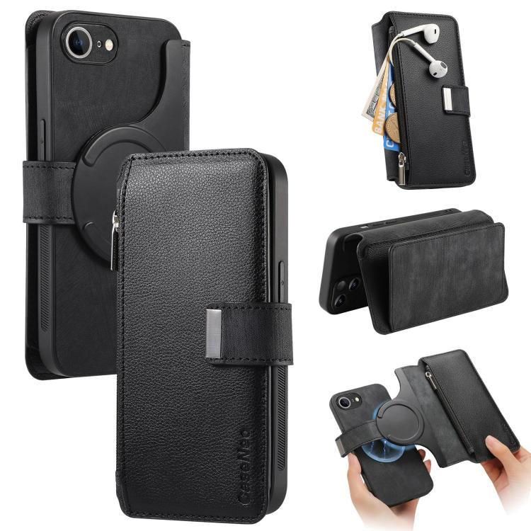 CaseNeo MagSafe RFID Anti-theft Zipper Wallet Retro Leather Phone Case, For iPhone 18 / 17, For iPhone 18 Pro / 17 Pro, For iPhone 18 Pro Max / 17 Pro Max, For iPhone 17e / 16e, For iPhone Air, For iPhone 16 Pro Max, For iPhone 16 Pro, For iPhone 16 Plus