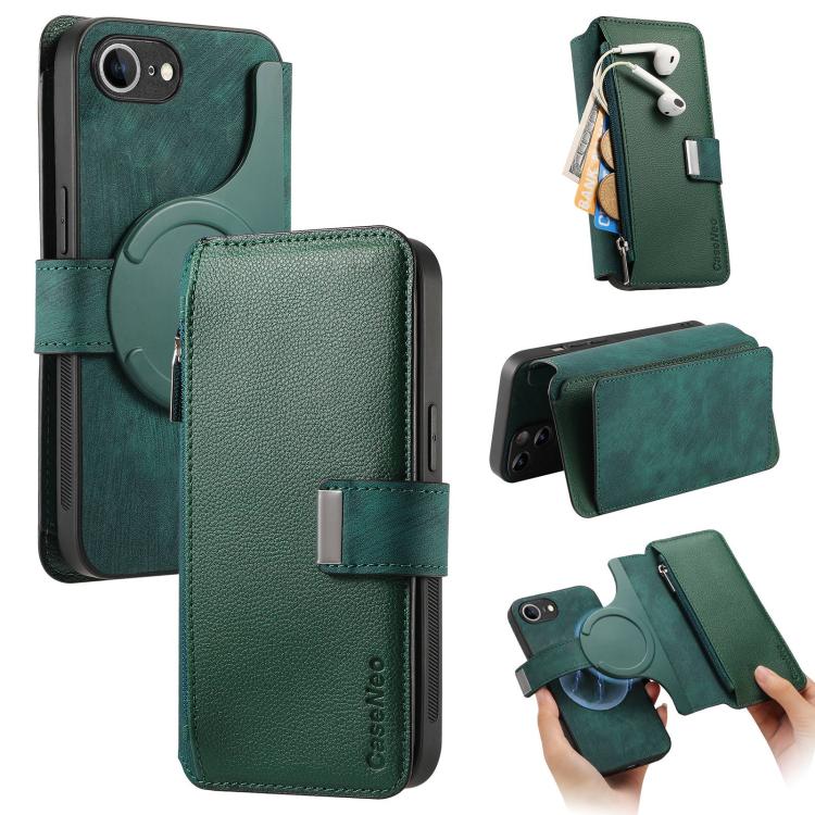 CaseNeo MagSafe RFID Anti-theft Zipper Wallet Retro Leather Phone Case, For iPhone 18 / 17, For iPhone 18 Pro / 17 Pro, For iPhone 18 Pro Max / 17 Pro Max, For iPhone 17e / 16e, For iPhone Air, For iPhone 16 Pro Max, For iPhone 16 Pro, For iPhone 16 Plus