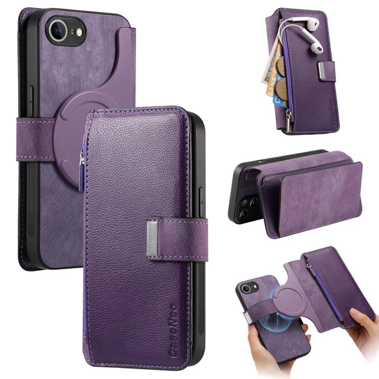 CaseNeo MagSafe RFID Anti-theft Zipper Wallet Retro Leather Phone Case, For iPhone 18 / 17, For iPhone 18 Pro / 17 Pro, For iPhone 18 Pro Max / 17 Pro Max, For iPhone 17e / 16e, For iPhone Air, For iPhone 16 Pro Max, For iPhone 16 Pro, For iPhone 16 Plus