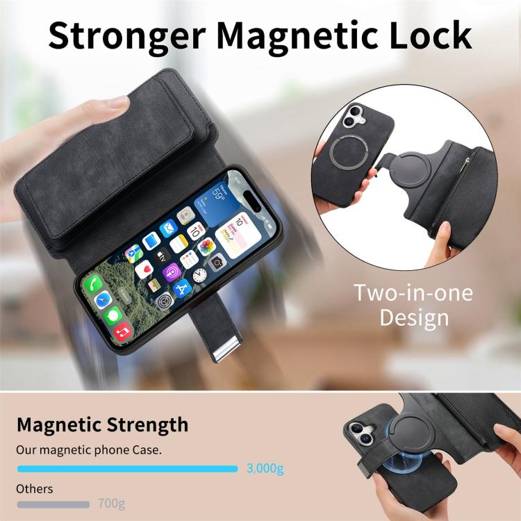 CaseNeo MagSafe RFID Anti-theft Zipper Wallet Retro Leather Phone Case, For iPhone 18 / 17, For iPhone 18 Pro / 17 Pro, For iPhone 18 Pro Max / 17 Pro Max, For iPhone 17e / 16e, For iPhone Air, For iPhone 16 Pro Max, For iPhone 16 Pro, For iPhone 16 Plus