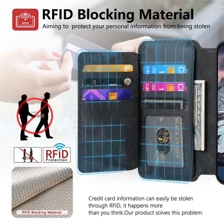CaseNeo MagSafe RFID Anti-theft Zipper Wallet Retro Leather Phone Case, For iPhone 18 / 17, For iPhone 18 Pro / 17 Pro, For iPhone 18 Pro Max / 17 Pro Max, For iPhone 17e / 16e, For iPhone Air, For iPhone 16 Pro Max, For iPhone 16 Pro, For iPhone 16 Plus