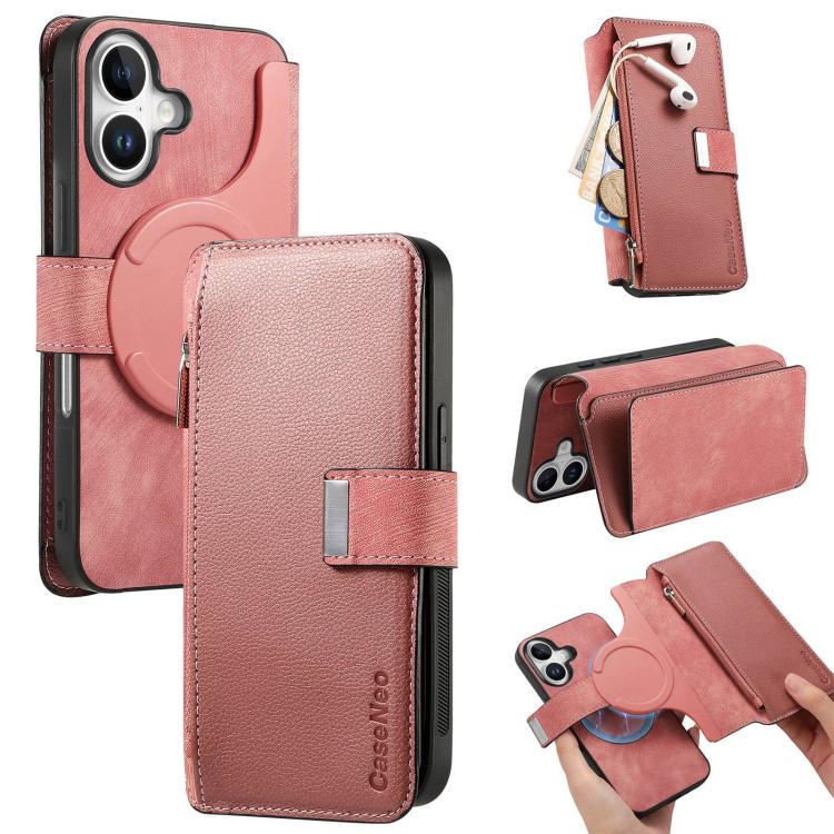 CaseNeo MagSafe RFID Anti-theft Zipper Wallet Retro Leather Phone Case, For iPhone 18 / 17, For iPhone 18 Pro / 17 Pro, For iPhone 18 Pro Max / 17 Pro Max, For iPhone 17e / 16e, For iPhone Air, For iPhone 16 Pro Max, For iPhone 16 Pro, For iPhone 16 Plus