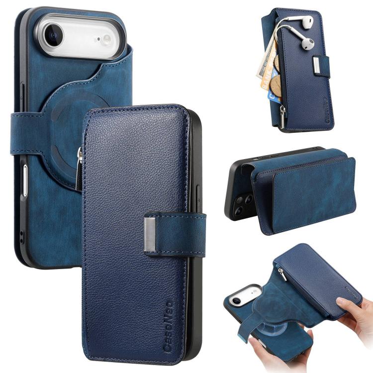 CaseNeo MagSafe RFID Anti-theft Zipper Wallet Retro Leather Phone Case, For iPhone 17e / 16e, For iPhone 17 Pro Max, For iPhone 17 Pro, For iPhone 17, For iPhone Air, For iPhone 16 Pro Max, For iPhone 16 Pro, For iPhone 16 Plus