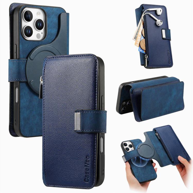 CaseNeo MagSafe RFID Anti-theft Zipper Wallet Retro Leather Phone Case, For iPhone 16, For iPhone 15 Pro Max, For iPhone 15 Pro, For iPhone 15 Plus, For iPhone 15, For iPhone 14