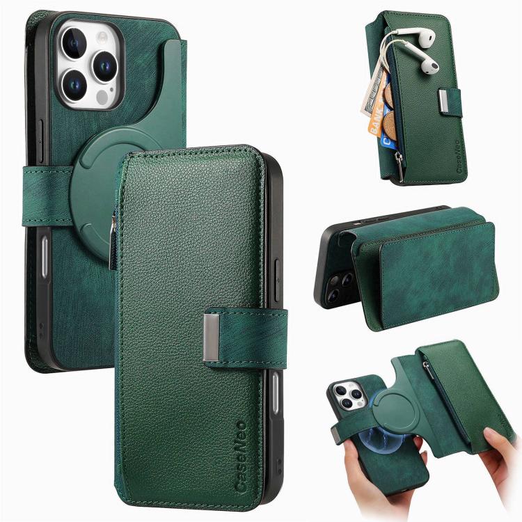CaseNeo MagSafe RFID Anti-theft Zipper Wallet Retro Leather Phone Case, For iPhone 16, For iPhone 15 Pro Max, For iPhone 15 Pro, For iPhone 15 Plus, For iPhone 15, For iPhone 14