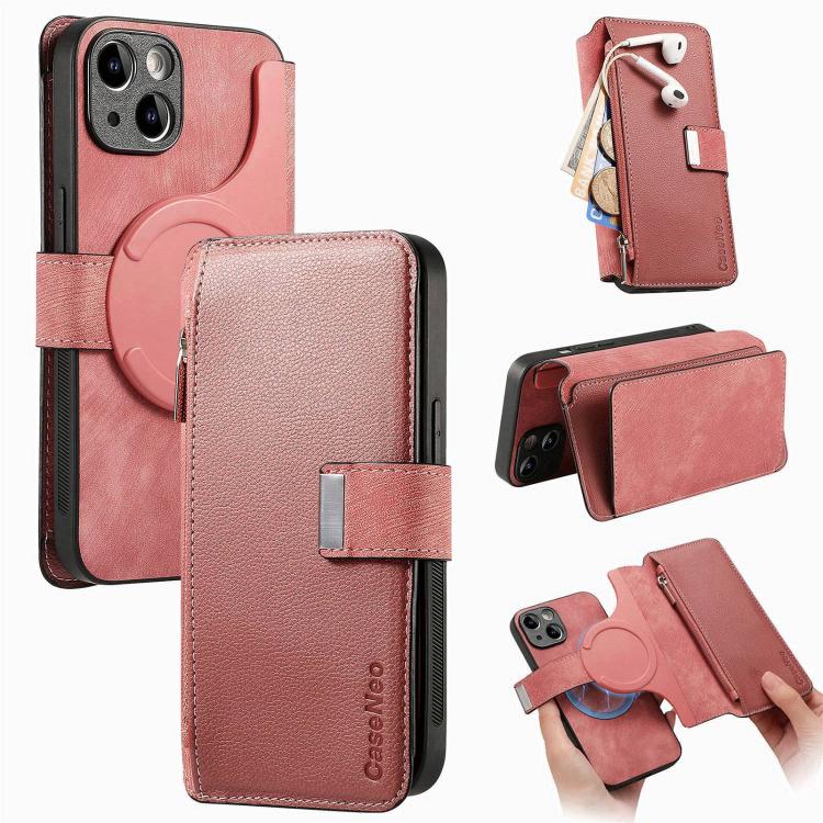 CaseNeo MagSafe RFID Anti-theft Zipper Wallet Retro Leather Phone Case, For iPhone 16, For iPhone 15 Pro Max, For iPhone 15 Pro, For iPhone 15 Plus, For iPhone 15, For iPhone 14