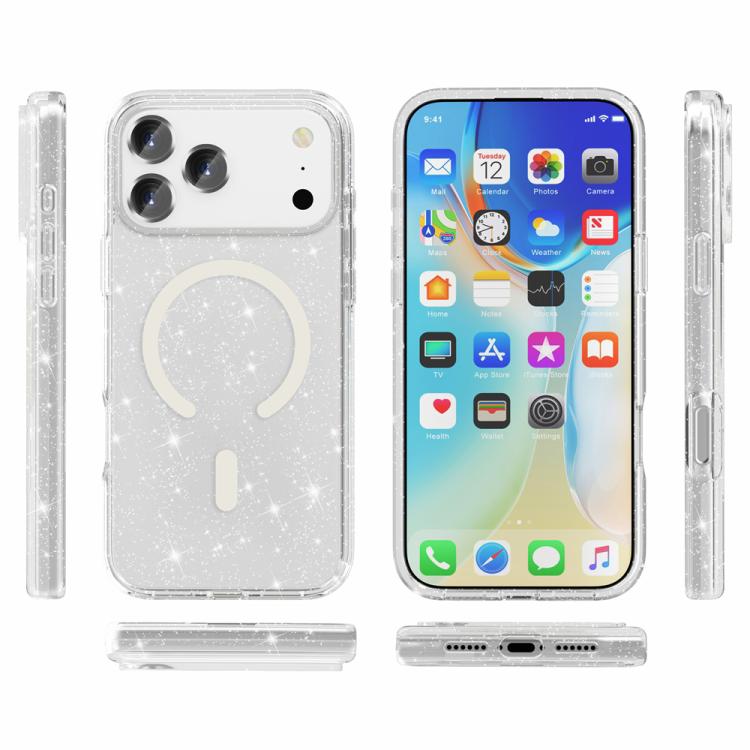Terminator Style Glitter Powder MagSafe Magnetic Phone Case, For iPhone 18 Pro / 17 Pro, For iPhone 18 Pro Max / 17 Pro Max, For iPhone 17, For iPhone Air