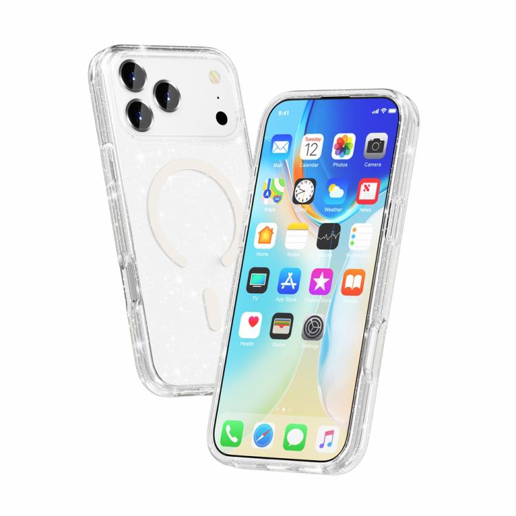 Terminator Style Glitter Powder MagSafe Magnetic Phone Case, For iPhone 18 Pro / 17 Pro, For iPhone 18 Pro Max / 17 Pro Max, For iPhone 17, For iPhone Air
