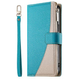 Stitching Multi-card Zipper Wallet Leather Phone Case with Short Strap, For iPhone 14 Pro Max, For iPhone SE 2022 / SE 2020 / 8 / 7, For iPhone 13 Pro Max, For iPhone 13 Pro, For iPhone 13 mini, For iPhone 12 / 12 Pro, For iPhone 12 Pro Max            ...