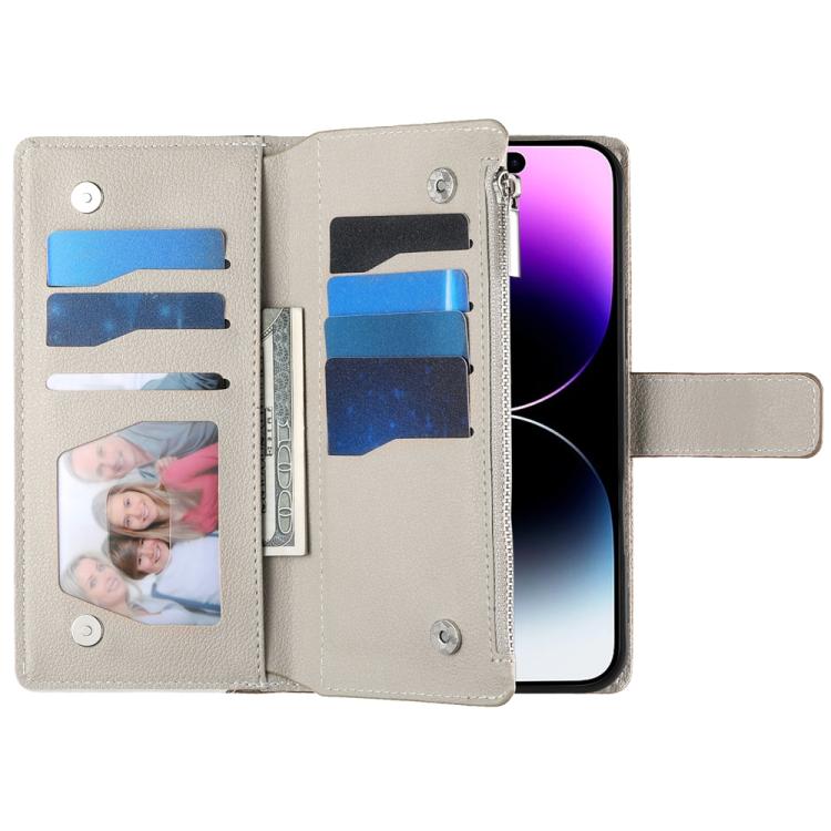 Stitching Multi-card Zipper Wallet Leather Phone Case with Short Strap, For iPhone 14 Pro Max, For iPhone SE 2022 / SE 2020 / 8 / 7, For iPhone 13 Pro Max, For iPhone 13 Pro, For iPhone 13 mini, For iPhone 12 / 12 Pro, For iPhone 12 Pro Max            ...