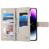 Stitching Multi-card Zipper Wallet Leather Phone Case with Short Strap, For iPhone 14 Pro Max, For iPhone SE 2022 / SE 2020 / 8 / 7, For iPhone 13 Pro Max, For iPhone 13 Pro, For iPhone 13 mini, For iPhone 12 / 12 Pro, For iPhone 12 Pro Max            ...