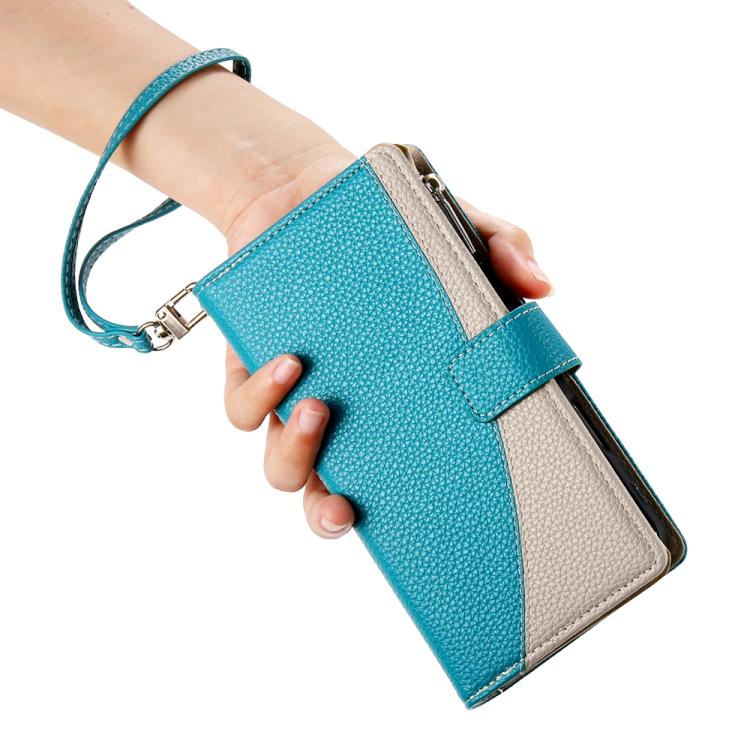Stitching Multi-card Zipper Wallet Leather Phone Case with Short Strap, For iPhone 14 Pro Max, For iPhone SE 2022 / SE 2020 / 8 / 7, For iPhone 13 Pro Max, For iPhone 13 Pro, For iPhone 13 mini, For iPhone 12 / 12 Pro, For iPhone 12 Pro Max            ...