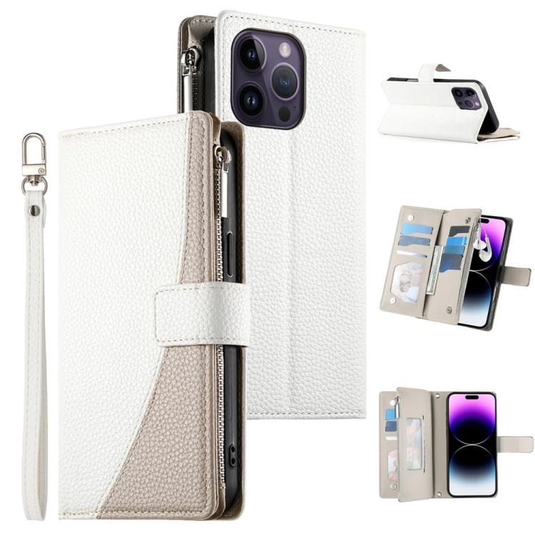 Stitching Multi-card Zipper Wallet Leather Phone Case with Short Strap, For iPhone 14 Pro Max, For iPhone SE 2022 / SE 2020 / 8 / 7, For iPhone 13 Pro Max, For iPhone 13 Pro, For iPhone 13 mini, For iPhone 12 / 12 Pro, For iPhone 12 Pro Max            ...