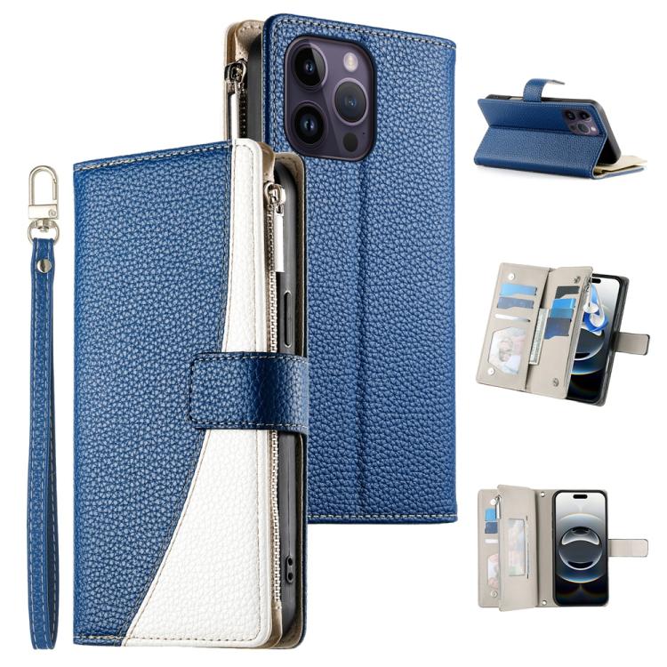 Stitching Multi-card Zipper Wallet Leather Phone Case with Short Strap, For iPhone 14 Pro Max, For iPhone SE 2022 / SE 2020 / 8 / 7, For iPhone 13 Pro Max, For iPhone 13 Pro, For iPhone 13 mini, For iPhone 12 / 12 Pro, For iPhone 12 Pro Max            ...
