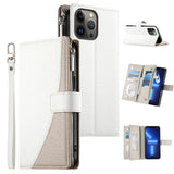 Stitching Multi-card Zipper Wallet Leather Phone Case with Short Strap, For iPhone 14 Pro Max, For iPhone SE 2022 / SE 2020 / 8 / 7, For iPhone 13 Pro Max, For iPhone 13 Pro, For iPhone 13 mini, For iPhone 12 / 12 Pro, For iPhone 12 Pro Max            ...