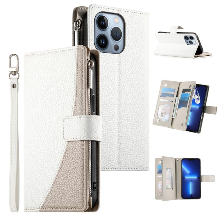 Stitching Multi-card Zipper Wallet Leather Phone Case with Short Strap, For iPhone 14 Pro Max, For iPhone SE 2022 / SE 2020 / 8 / 7, For iPhone 13 Pro Max, For iPhone 13 Pro, For iPhone 13 mini, For iPhone 12 / 12 Pro, For iPhone 12 Pro Max            ...