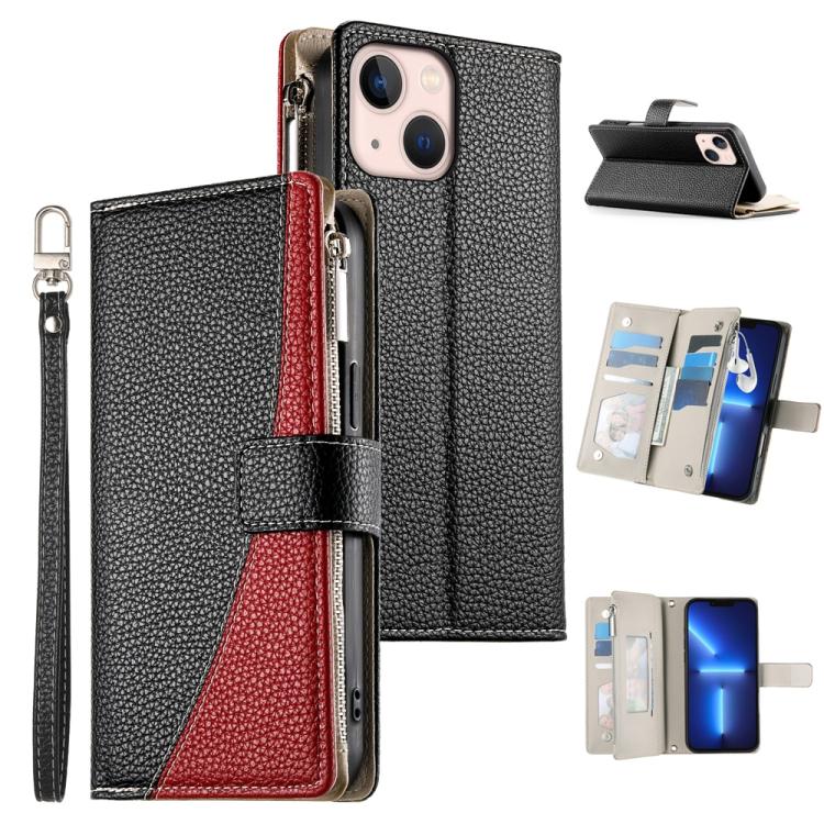 Stitching Multi-card Zipper Wallet Leather Phone Case with Short Strap, For iPhone 14 Pro Max, For iPhone SE 2022 / SE 2020 / 8 / 7, For iPhone 13 Pro Max, For iPhone 13 Pro, For iPhone 13 mini, For iPhone 12 / 12 Pro, For iPhone 12 Pro Max            ...