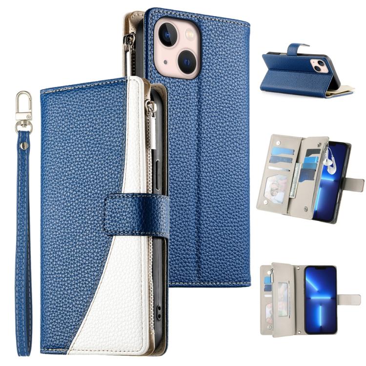 Stitching Multi-card Zipper Wallet Leather Phone Case with Short Strap, For iPhone 14 Pro Max, For iPhone SE 2022 / SE 2020 / 8 / 7, For iPhone 13 Pro Max, For iPhone 13 Pro, For iPhone 13 mini, For iPhone 12 / 12 Pro, For iPhone 12 Pro Max            ...