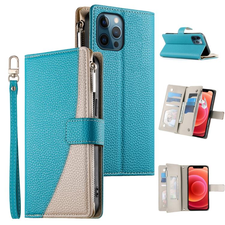 Stitching Multi-card Zipper Wallet Leather Phone Case with Short Strap, For iPhone 14 Pro Max, For iPhone SE 2022 / SE 2020 / 8 / 7, For iPhone 13 Pro Max, For iPhone 13 Pro, For iPhone 13 mini, For iPhone 12 / 12 Pro, For iPhone 12 Pro Max            ...