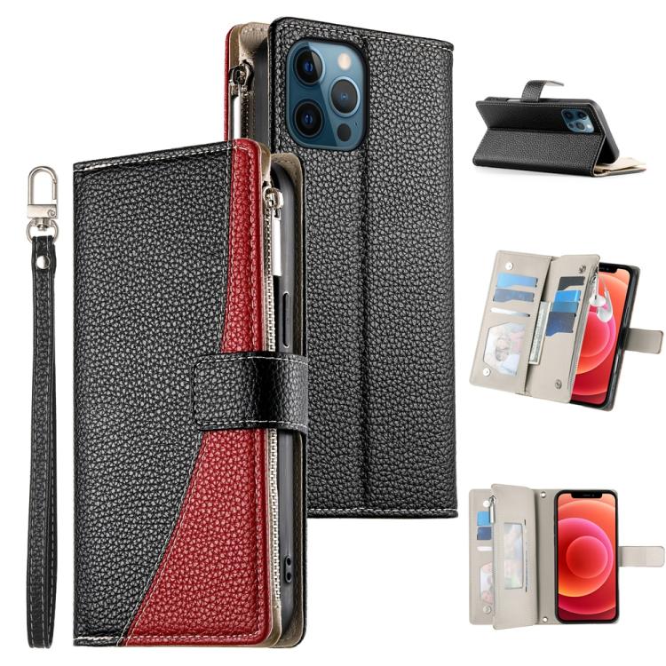 Stitching Multi-card Zipper Wallet Leather Phone Case with Short Strap, For iPhone 14 Pro Max, For iPhone SE 2022 / SE 2020 / 8 / 7, For iPhone 13 Pro Max, For iPhone 13 Pro, For iPhone 13 mini, For iPhone 12 / 12 Pro, For iPhone 12 Pro Max            ...
