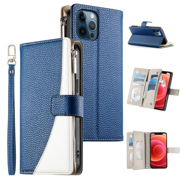 Stitching Multi-card Zipper Wallet Leather Phone Case with Short Strap, For iPhone 14 Pro Max, For iPhone SE 2022 / SE 2020 / 8 / 7, For iPhone 13 Pro Max, For iPhone 13 Pro, For iPhone 13 mini, For iPhone 12 / 12 Pro, For iPhone 12 Pro Max            ...