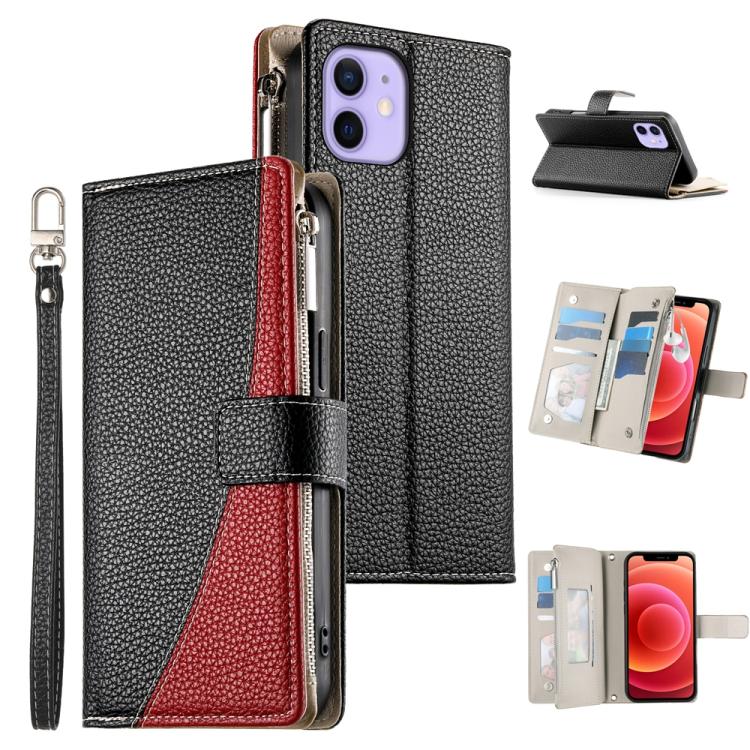 Stitching Multi-card Zipper Wallet Leather Phone Case with Short Strap, For iPhone 14 Pro Max, For iPhone SE 2022 / SE 2020 / 8 / 7, For iPhone 13 Pro Max, For iPhone 13 Pro, For iPhone 13 mini, For iPhone 12 / 12 Pro, For iPhone 12 Pro Max            ...