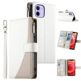 Stitching Multi-card Zipper Wallet Leather Phone Case with Short Strap, For iPhone 14 Pro Max, For iPhone SE 2022 / SE 2020 / 8 / 7, For iPhone 13 Pro Max, For iPhone 13 Pro, For iPhone 13 mini, For iPhone 12 / 12 Pro, For iPhone 12 Pro Max            ...