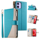 Stitching Multi-card Zipper Wallet Leather Phone Case with Short Strap, For iPhone 14 Pro Max, For iPhone SE 2022 / SE 2020 / 8 / 7, For iPhone 13 Pro Max, For iPhone 13 Pro, For iPhone 13 mini, For iPhone 12 / 12 Pro, For iPhone 12 Pro Max            ...