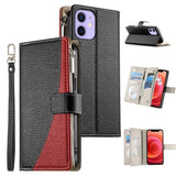 Stitching Multi-card Zipper Wallet Leather Phone Case with Short Strap, For iPhone 14 Pro Max, For iPhone SE 2022 / SE 2020 / 8 / 7, For iPhone 13 Pro Max, For iPhone 13 Pro, For iPhone 13 mini, For iPhone 12 / 12 Pro, For iPhone 12 Pro Max            ...