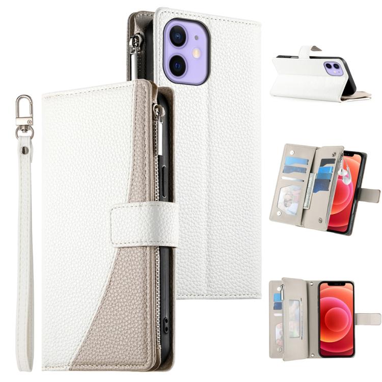 Stitching Multi-card Zipper Wallet Leather Phone Case with Short Strap, For iPhone 14 Pro Max, For iPhone SE 2022 / SE 2020 / 8 / 7, For iPhone 13 Pro Max, For iPhone 13 Pro, For iPhone 13 mini, For iPhone 12 / 12 Pro, For iPhone 12 Pro Max            ...