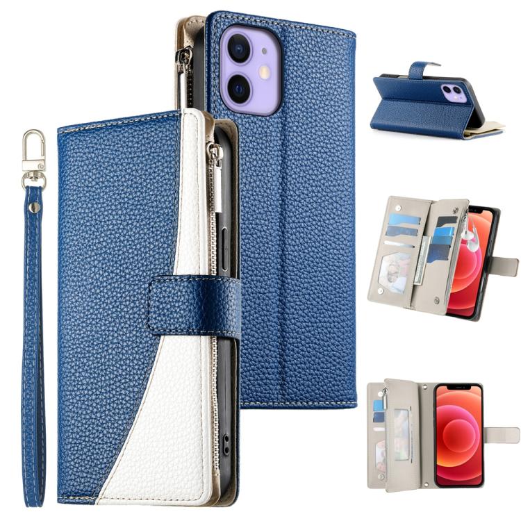 Stitching Multi-card Zipper Wallet Leather Phone Case with Short Strap, For iPhone 14 Pro Max, For iPhone SE 2022 / SE 2020 / 8 / 7, For iPhone 13 Pro Max, For iPhone 13 Pro, For iPhone 13 mini, For iPhone 12 / 12 Pro, For iPhone 12 Pro Max            ...