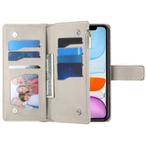 Stitching Multi-card Zipper Wallet Leather Phone Case with Short Strap, For iPhone 11 Pro Max, For iPhone 11, For iPhone 11 Pro, For iPhone X / XS, For iPhone XR, For iPhone XS Max, For iPhone 8 Plus / 7 Plus