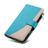 Stitching Multi-card Zipper Wallet Leather Phone Case with Short Strap, For iPhone 11 Pro Max, For iPhone 11, For iPhone 11 Pro, For iPhone X / XS, For iPhone XR, For iPhone XS Max, For iPhone 8 Plus / 7 Plus