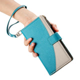 Stitching Multi-card Zipper Wallet Leather Phone Case with Short Strap, For iPhone 11 Pro Max, For iPhone 11, For iPhone 11 Pro, For iPhone X / XS, For iPhone XR, For iPhone XS Max, For iPhone 8 Plus / 7 Plus
