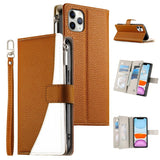 Stitching Multi-card Zipper Wallet Leather Phone Case with Short Strap, For iPhone 11 Pro Max, For iPhone 11, For iPhone 11 Pro, For iPhone X / XS, For iPhone XR, For iPhone XS Max, For iPhone 8 Plus / 7 Plus