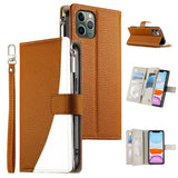 Stitching Multi-card Zipper Wallet Leather Phone Case with Short Strap, For iPhone 11 Pro Max, For iPhone 11, For iPhone 11 Pro, For iPhone X / XS, For iPhone XR, For iPhone XS Max, For iPhone 8 Plus / 7 Plus