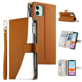 Stitching Multi-card Zipper Wallet Leather Phone Case with Short Strap, For iPhone 11 Pro Max, For iPhone 11, For iPhone 11 Pro, For iPhone X / XS, For iPhone XR, For iPhone XS Max, For iPhone 8 Plus / 7 Plus