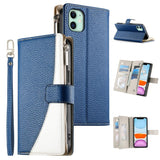 Stitching Multi-card Zipper Wallet Leather Phone Case with Short Strap, For iPhone 11 Pro Max, For iPhone 11, For iPhone 11 Pro, For iPhone X / XS, For iPhone XR, For iPhone XS Max, For iPhone 8 Plus / 7 Plus