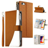 Stitching Multi-card Zipper Wallet Leather Phone Case with Short Strap, For iPhone 14 Pro Max, For iPhone SE 2022 / SE 2020 / 8 / 7, For iPhone 13 Pro Max, For iPhone 13 Pro, For iPhone 13 mini, For iPhone 12 / 12 Pro, For iPhone 12 Pro Max            ...