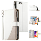 Stitching Multi-card Zipper Wallet Leather Phone Case with Short Strap, For iPhone 14 Pro Max, For iPhone SE 2022 / SE 2020 / 8 / 7, For iPhone 13 Pro Max, For iPhone 13 Pro, For iPhone 13 mini, For iPhone 12 / 12 Pro, For iPhone 12 Pro Max            ...