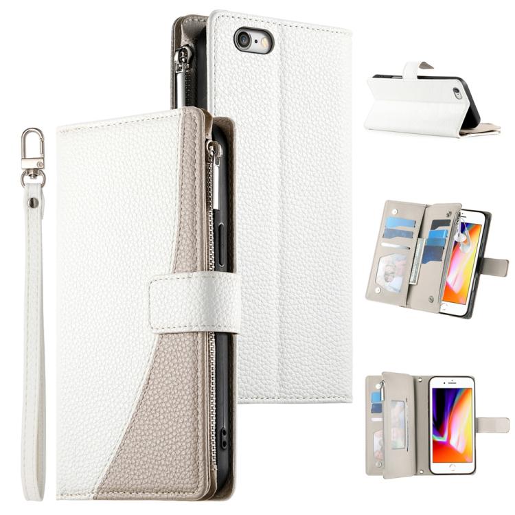 Stitching Multi-card Zipper Wallet Leather Phone Case with Short Strap, For iPhone 14 Pro Max, For iPhone SE 2022 / SE 2020 / 8 / 7, For iPhone 13 Pro Max, For iPhone 13 Pro, For iPhone 13 mini, For iPhone 12 / 12 Pro, For iPhone 12 Pro Max            ...
