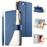 Stitching Multi-card Zipper Wallet Leather Phone Case with Short Strap, For iPhone 14 Pro Max, For iPhone SE 2022 / SE 2020 / 8 / 7, For iPhone 13 Pro Max, For iPhone 13 Pro, For iPhone 13 mini, For iPhone 12 / 12 Pro, For iPhone 12 Pro Max            ...