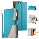 Stitching Multi-card Zipper Wallet Leather Phone Case with Short Strap, For iPhone 11 Pro Max, For iPhone 11, For iPhone 11 Pro, For iPhone X / XS, For iPhone XR, For iPhone XS Max, For iPhone 8 Plus / 7 Plus