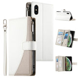 Stitching Multi-card Zipper Wallet Leather Phone Case with Short Strap, For iPhone 11 Pro Max, For iPhone 11, For iPhone 11 Pro, For iPhone X / XS, For iPhone XR, For iPhone XS Max, For iPhone 8 Plus / 7 Plus